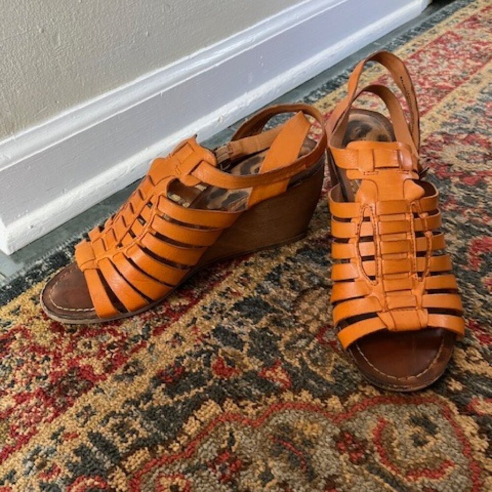 Leather Wedge Heel Sandals